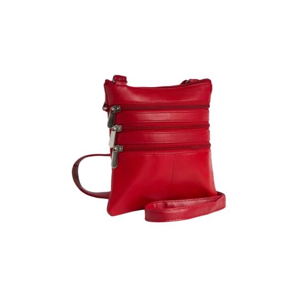 Leather Triple Zip Crossbody Bag Size 7"x7"x0.5"