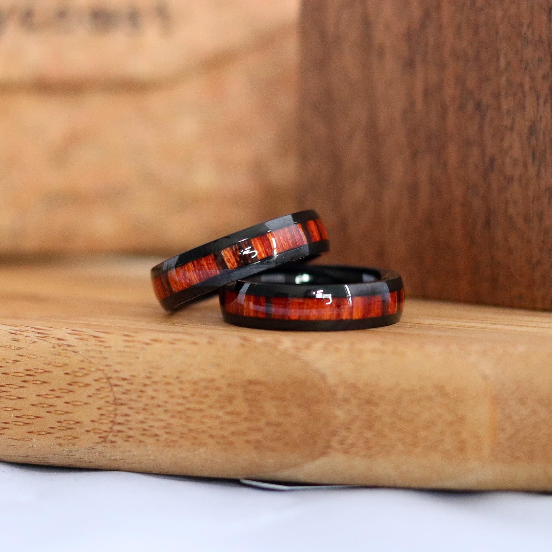 Rory - Stainless Steel & Redwood Ring Size 6