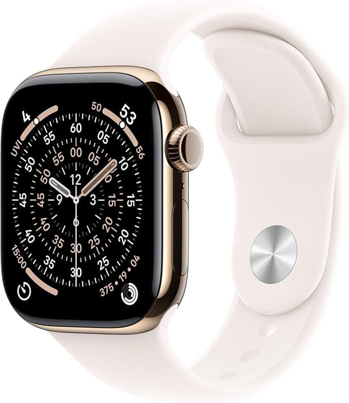 Apple Watch Series 11 GPS + Cellular 42mm Gold Titanium Case with Light Blush Sport Band - S/M