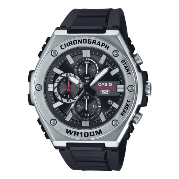 Unisex Sporty Analog Chronograph Black Resin Strap Watch Black Dial