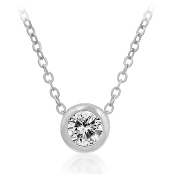 Solitaire Bezel Cubic Zirconia Pendant Silver