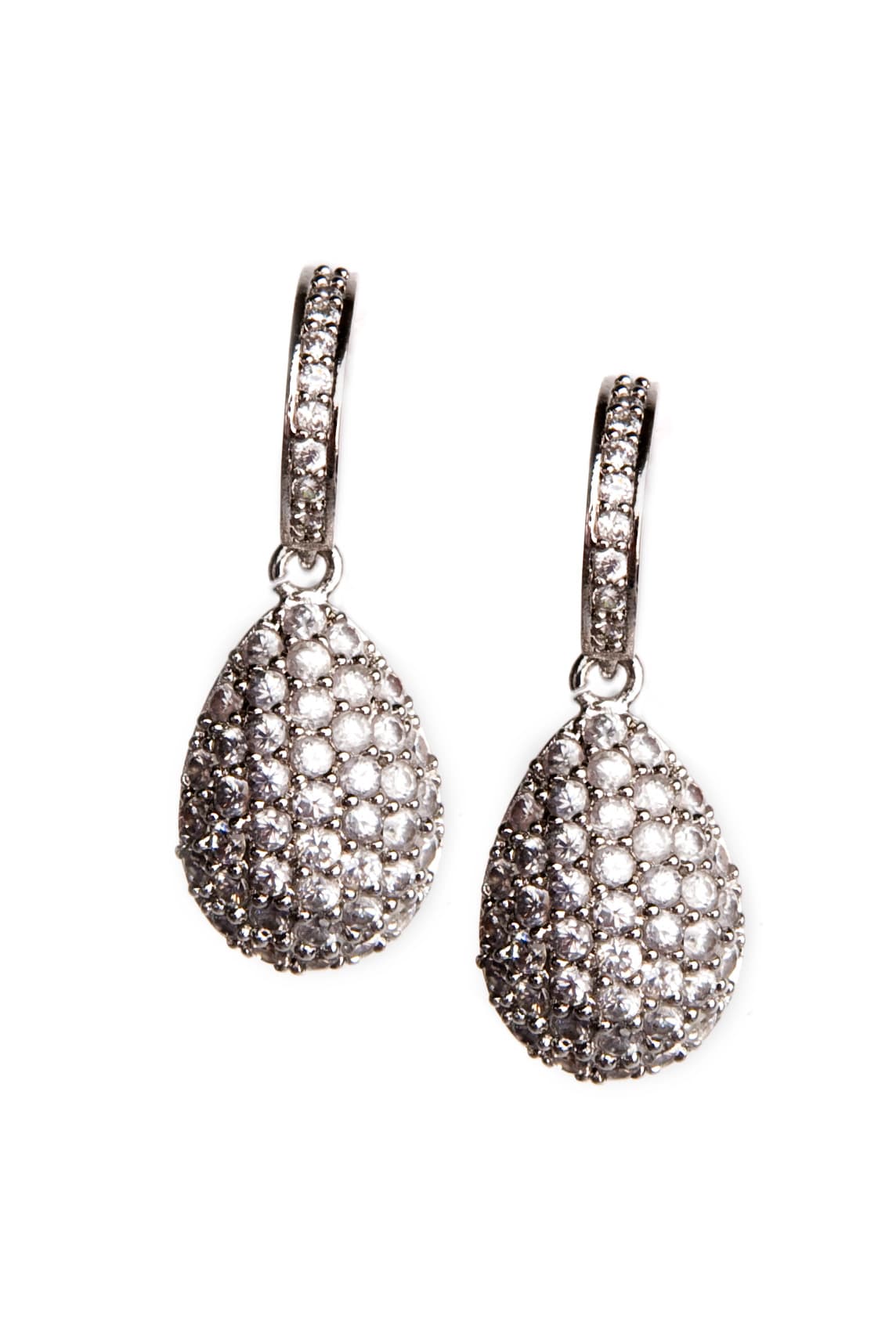 Dazzle Puffed Teardrop Crystal Post Earrings