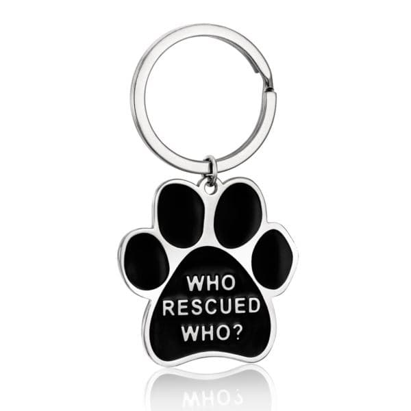 Joyful Sentiments Who Rescued Who Paw Print Keyring