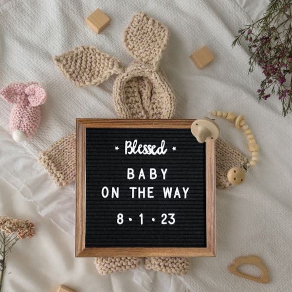 10x10 Wood Frame Letter Board with 389 PP Letters - Weathered Wood/Gray Felt