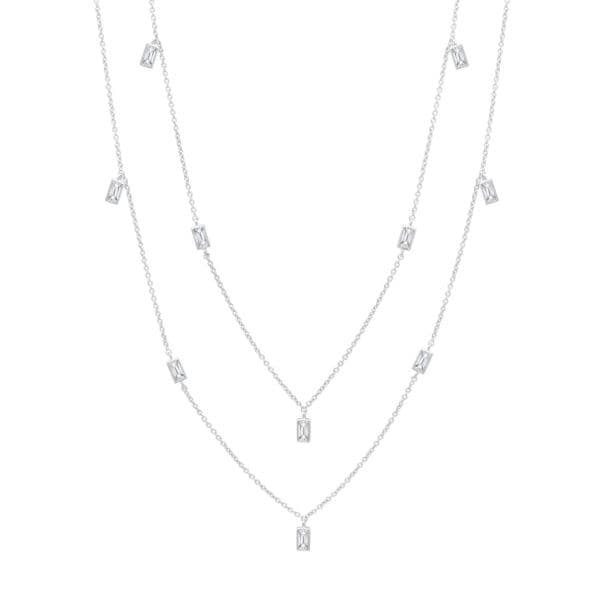 Crislu Prism Baguette 36 inches Necklace Finished in Pure Platinum