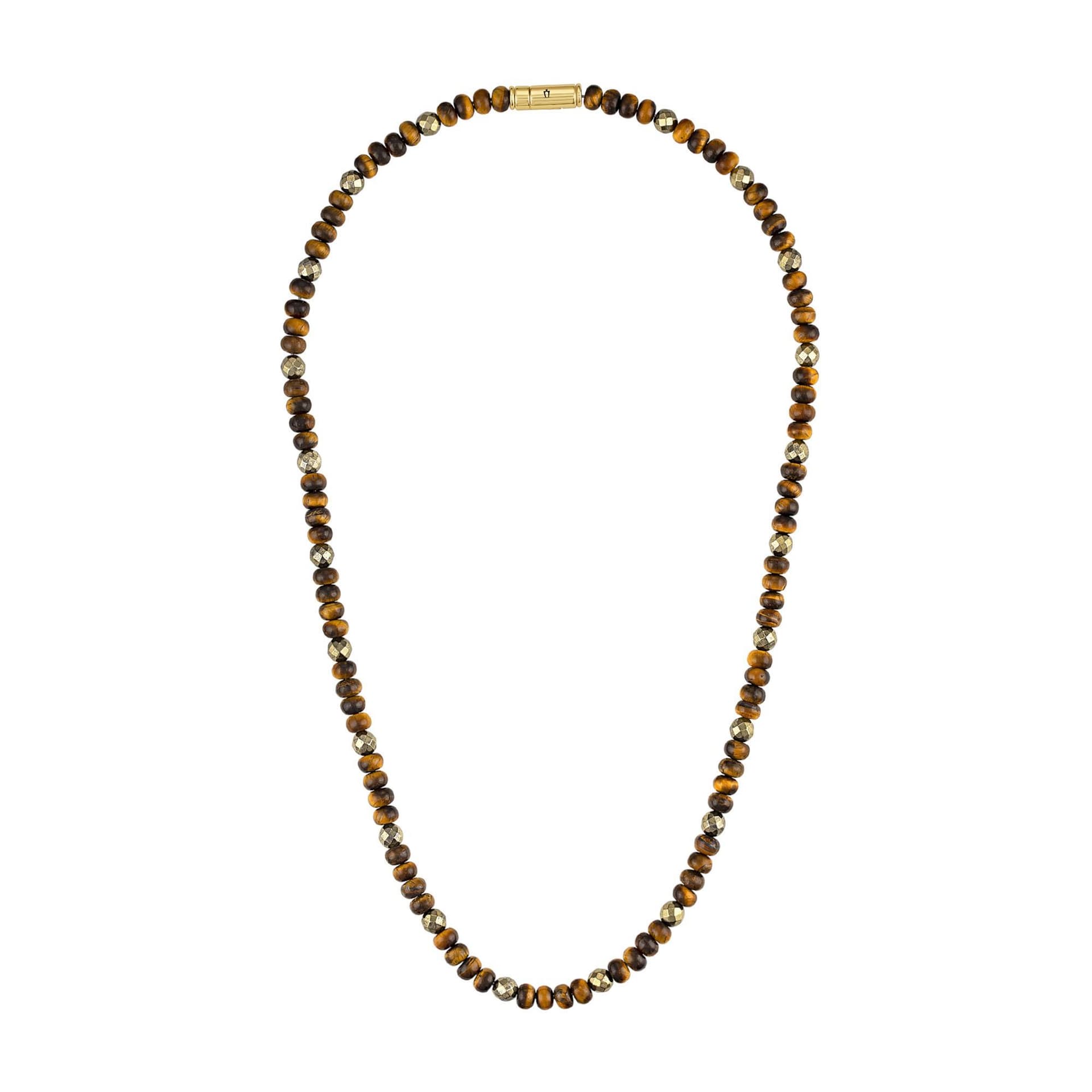 Classic Tigers Eye & Pyrite Beaded Necklace 22"