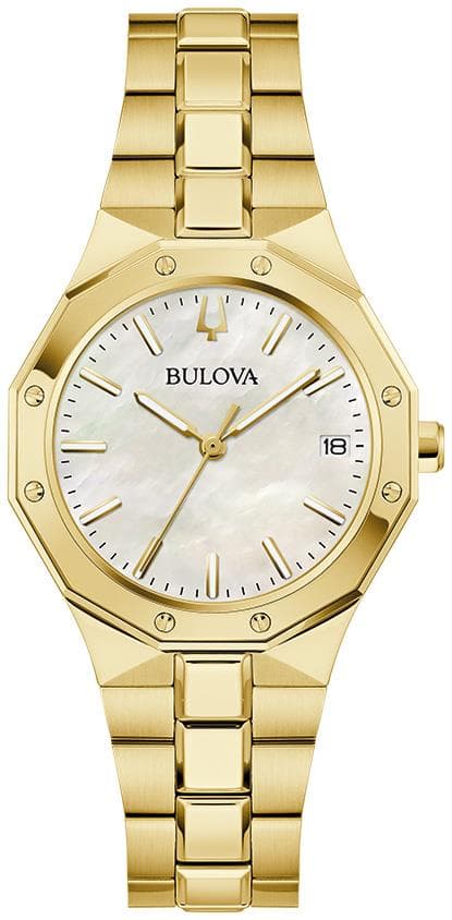 Ladies Prestige Gold-Tone Stainless Steel Watch Mother-of-Pearl Dial