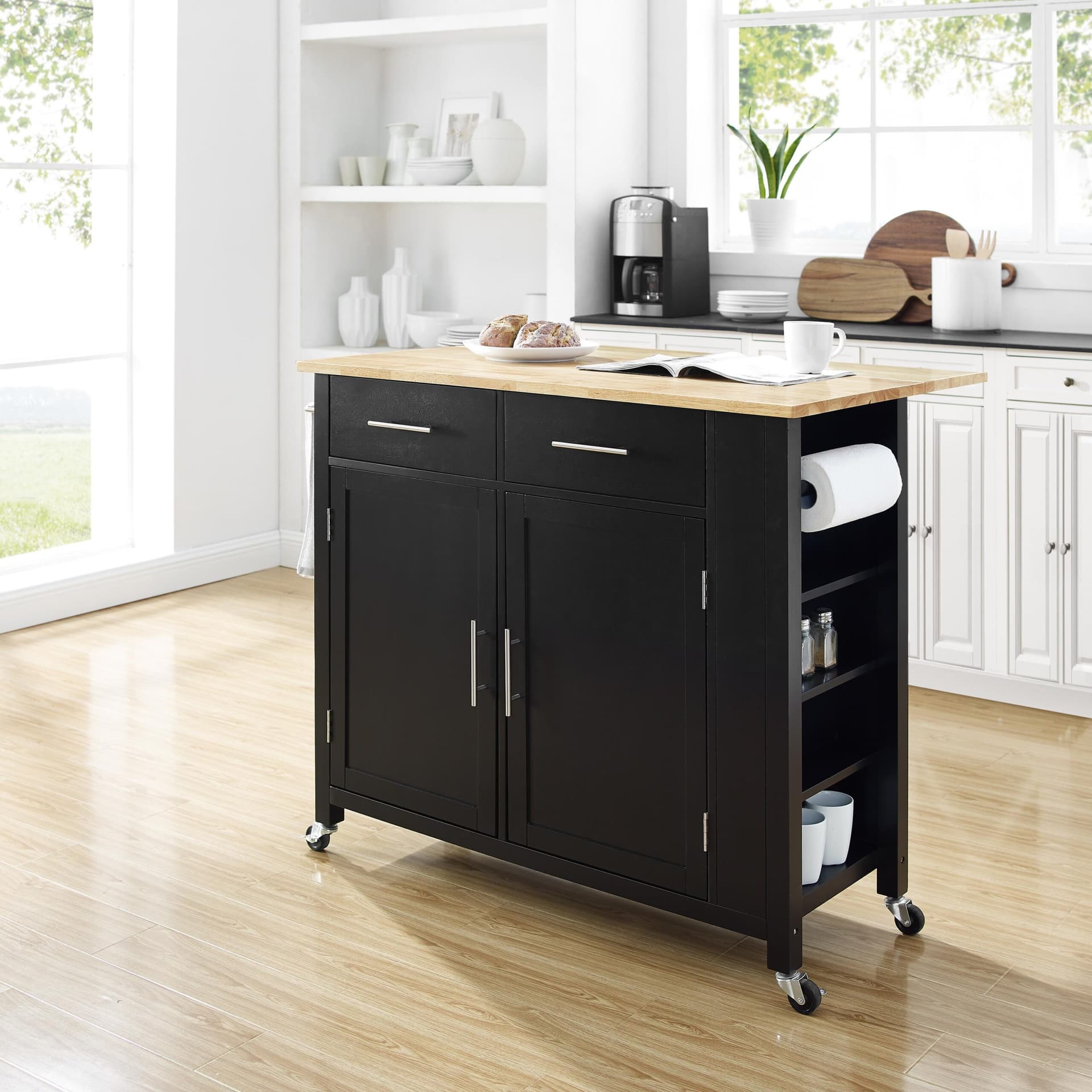 Savannah Wood Top Drop Leaf Kitchen Island/Cart