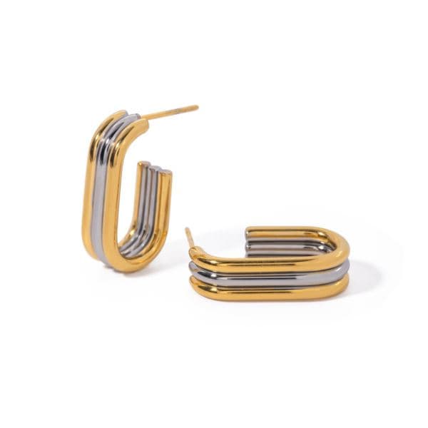 Mixed Metal U Shape Earring