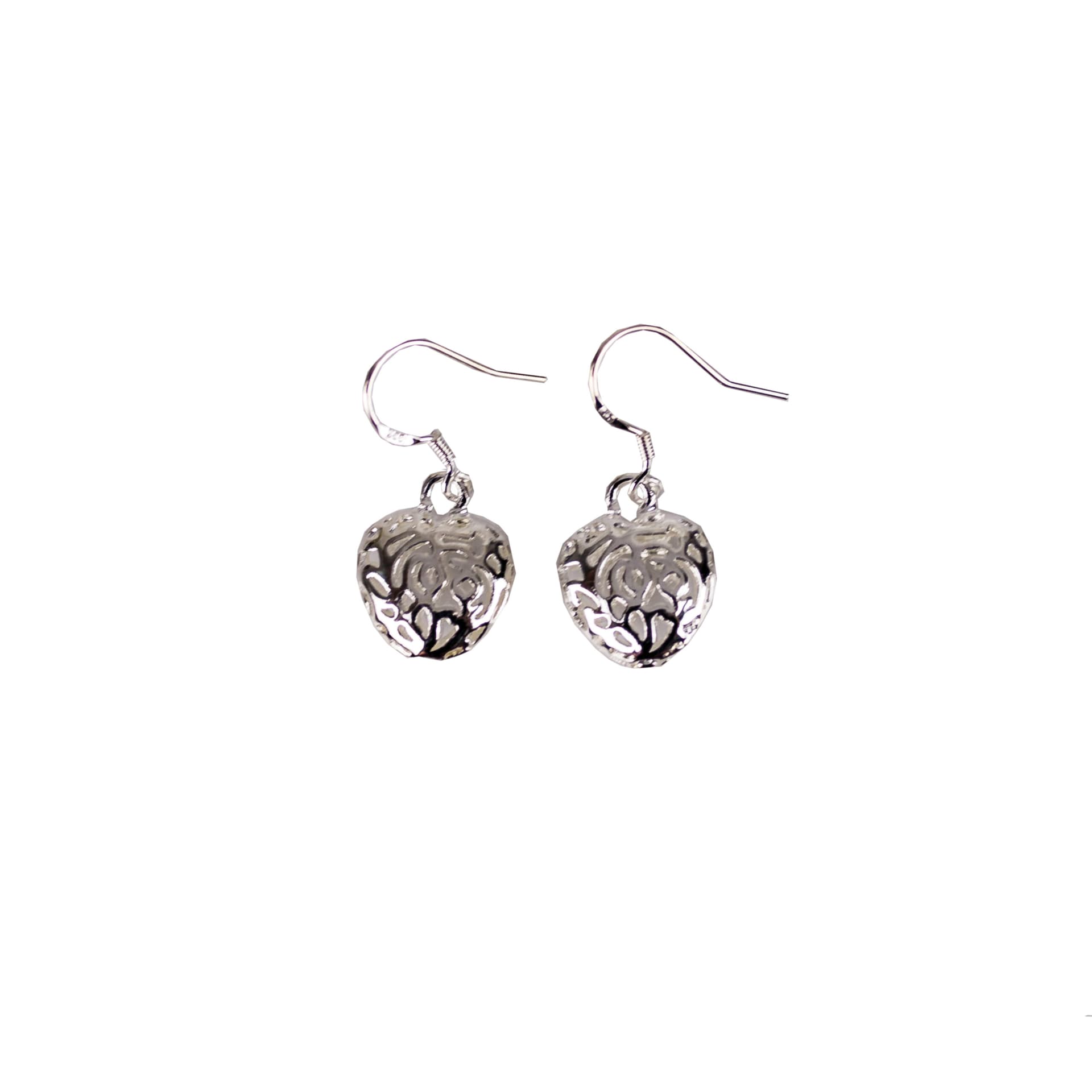 Silver Plated Ornamental Heart Earrings