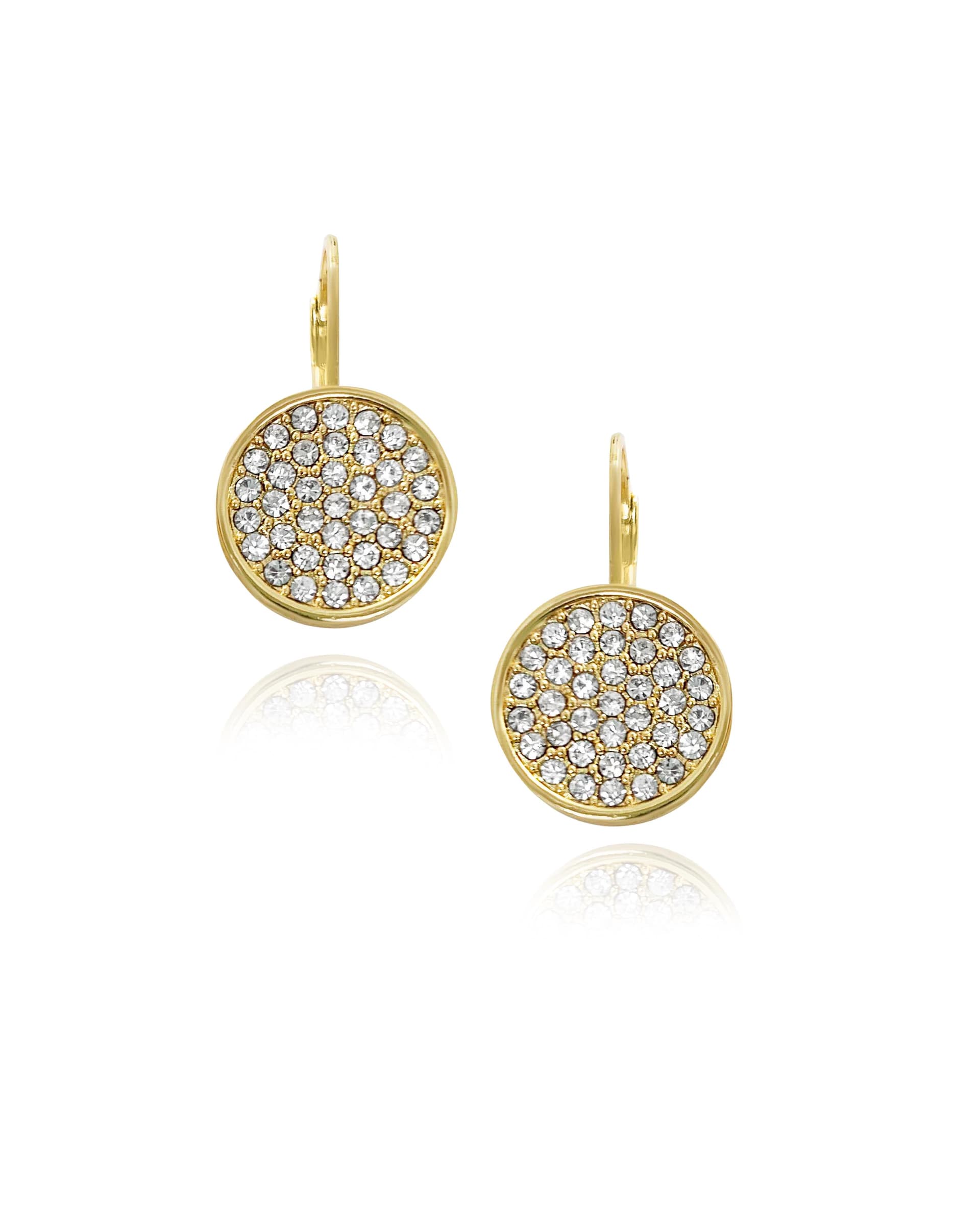 Gold-Tone And Crystal Circle Lever Back Earrings