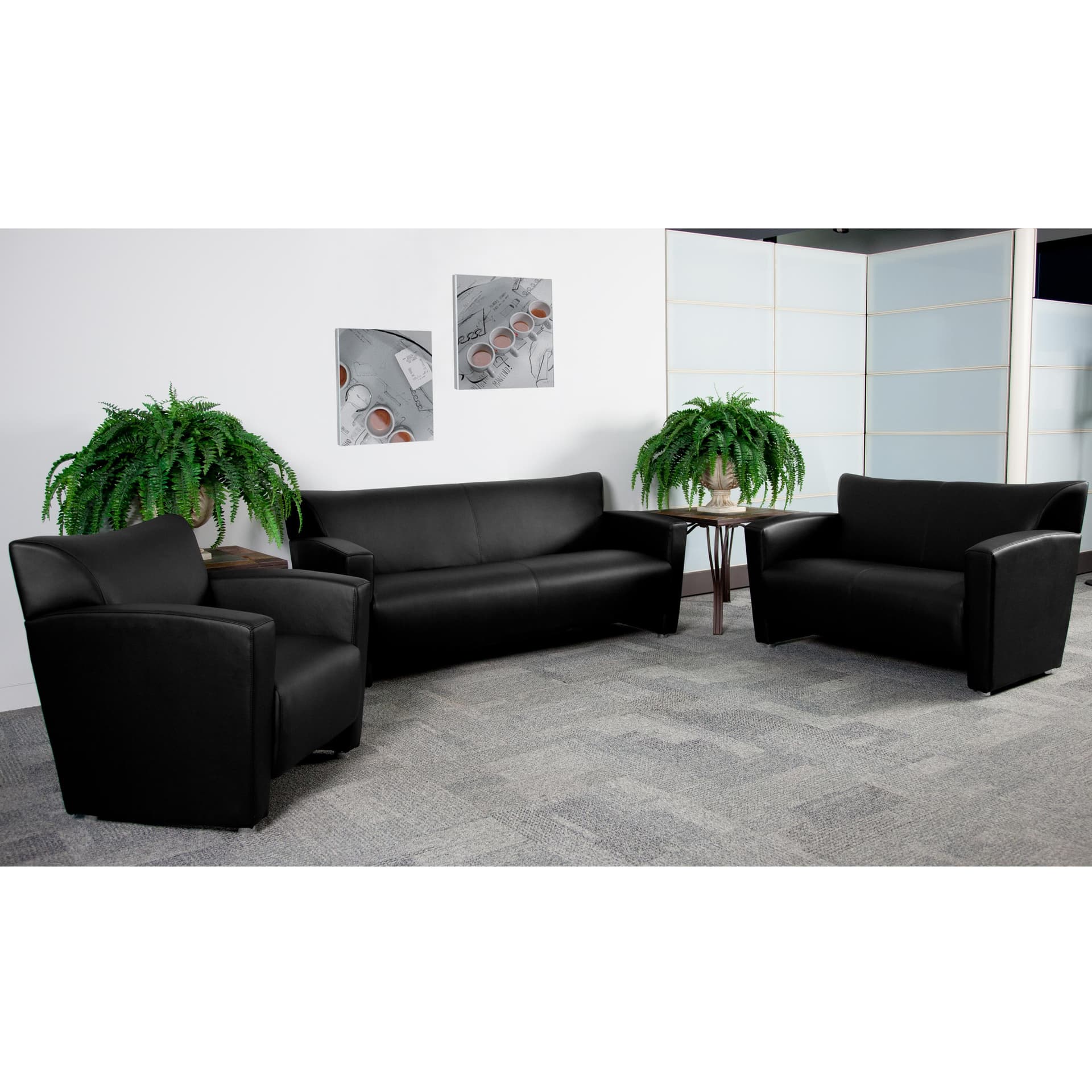 Black LeatherSoft Chair with Extended Panel Arms