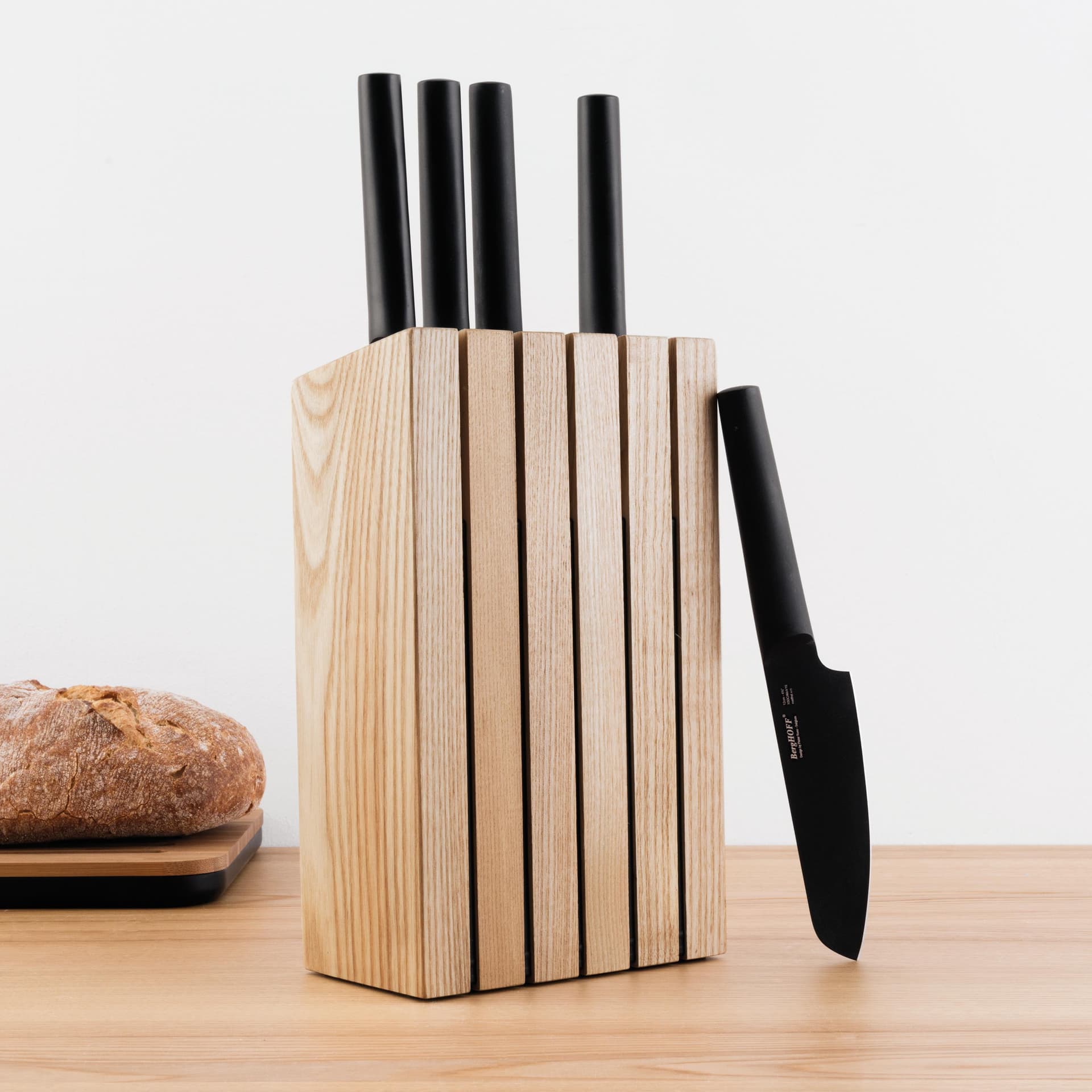 Ron Stainless Steel 6pc Knife Block Set, Black