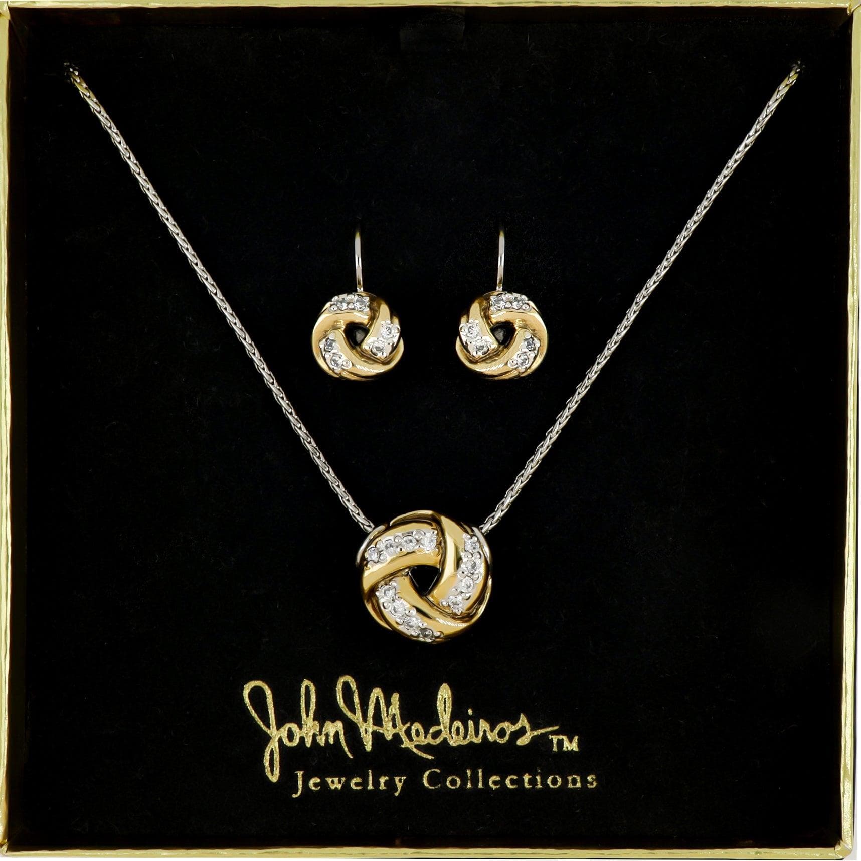 Infinity LOVE Knot Pave Set - Earrings F5278-AF03 and Slider Love Knot Pendant K5278-AF03