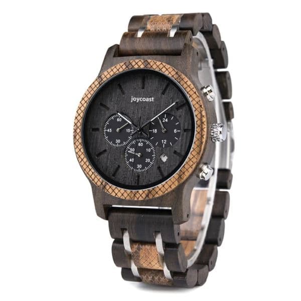 Prince Dark Sandalwood & Zebra Chronograph Wooden Watch