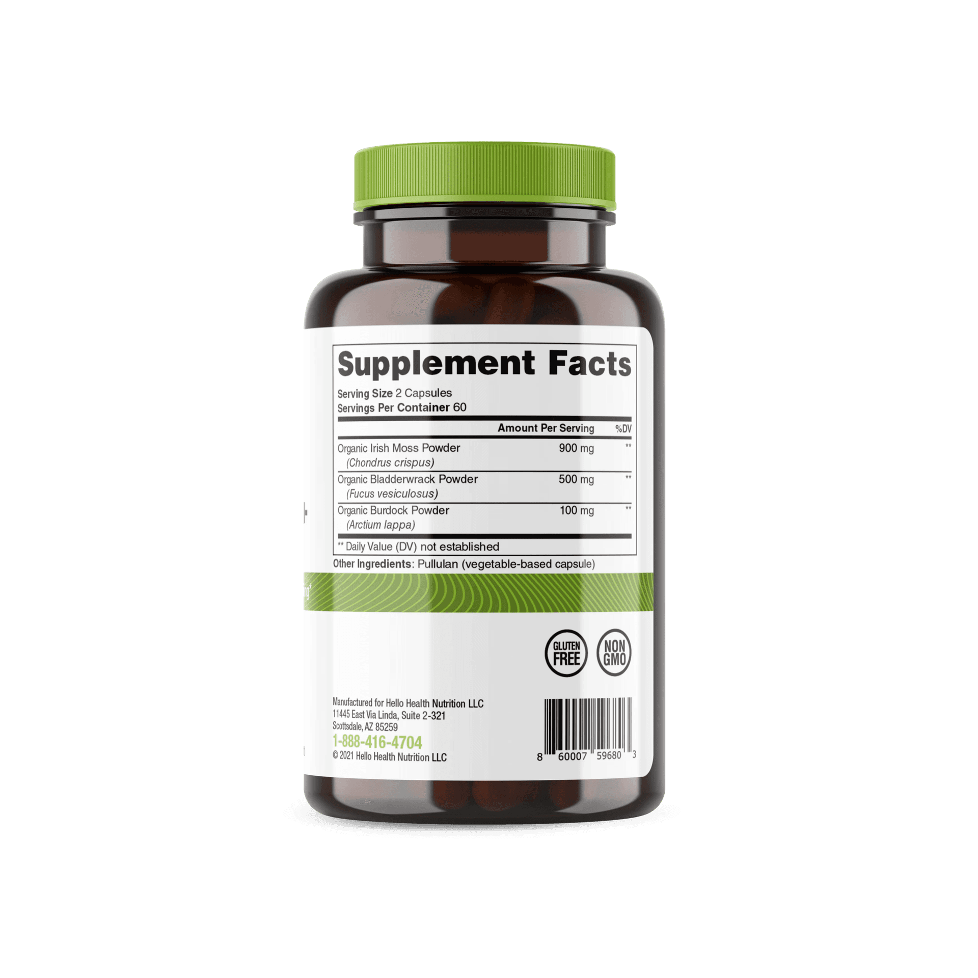 Organic Irish Sea Moss, Organic Bladderwrack, & Organic Burdock capsules
