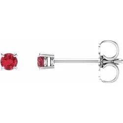 14K White Round Ruby Earrings
