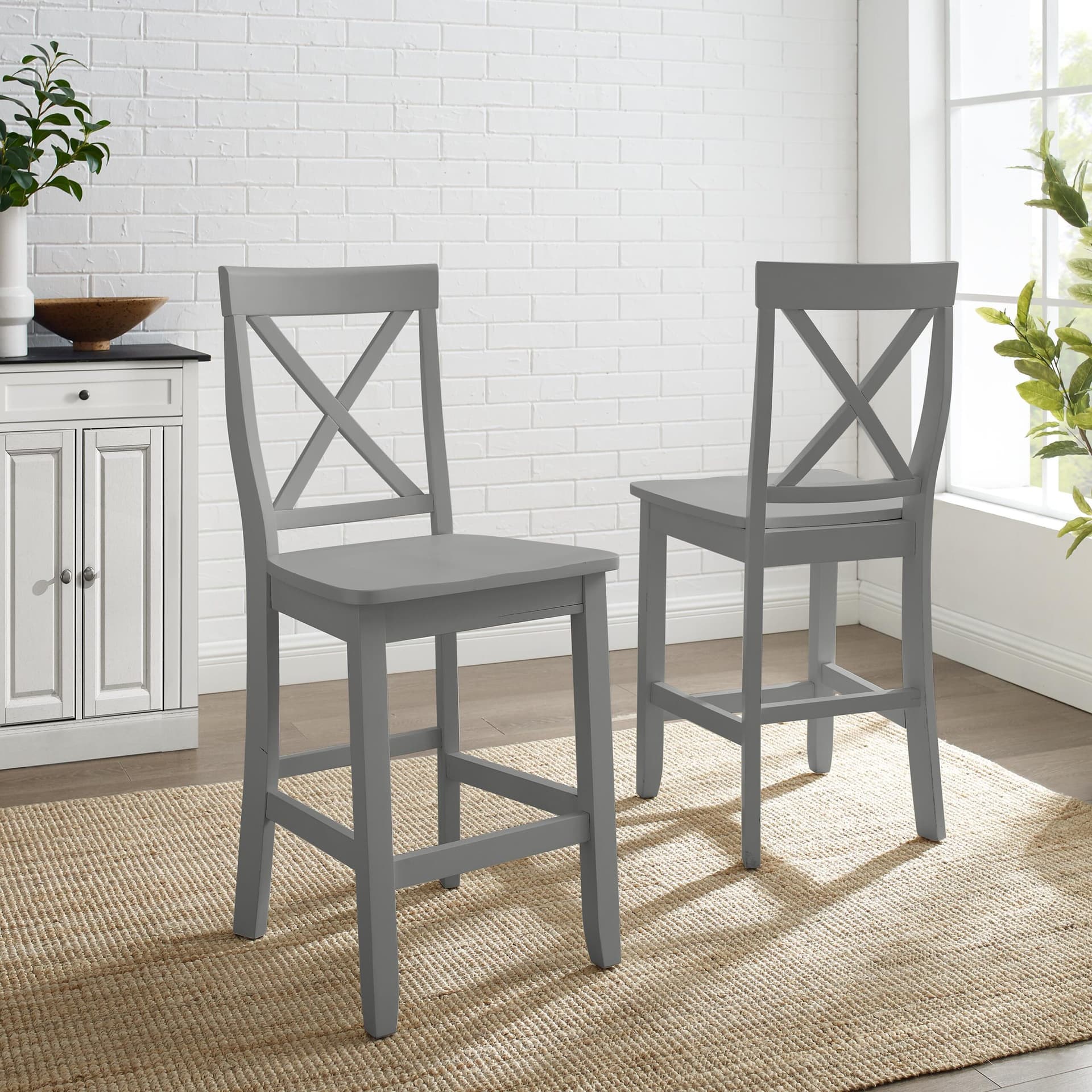X-Back 2-Piece Counter Height Bar Stool Set