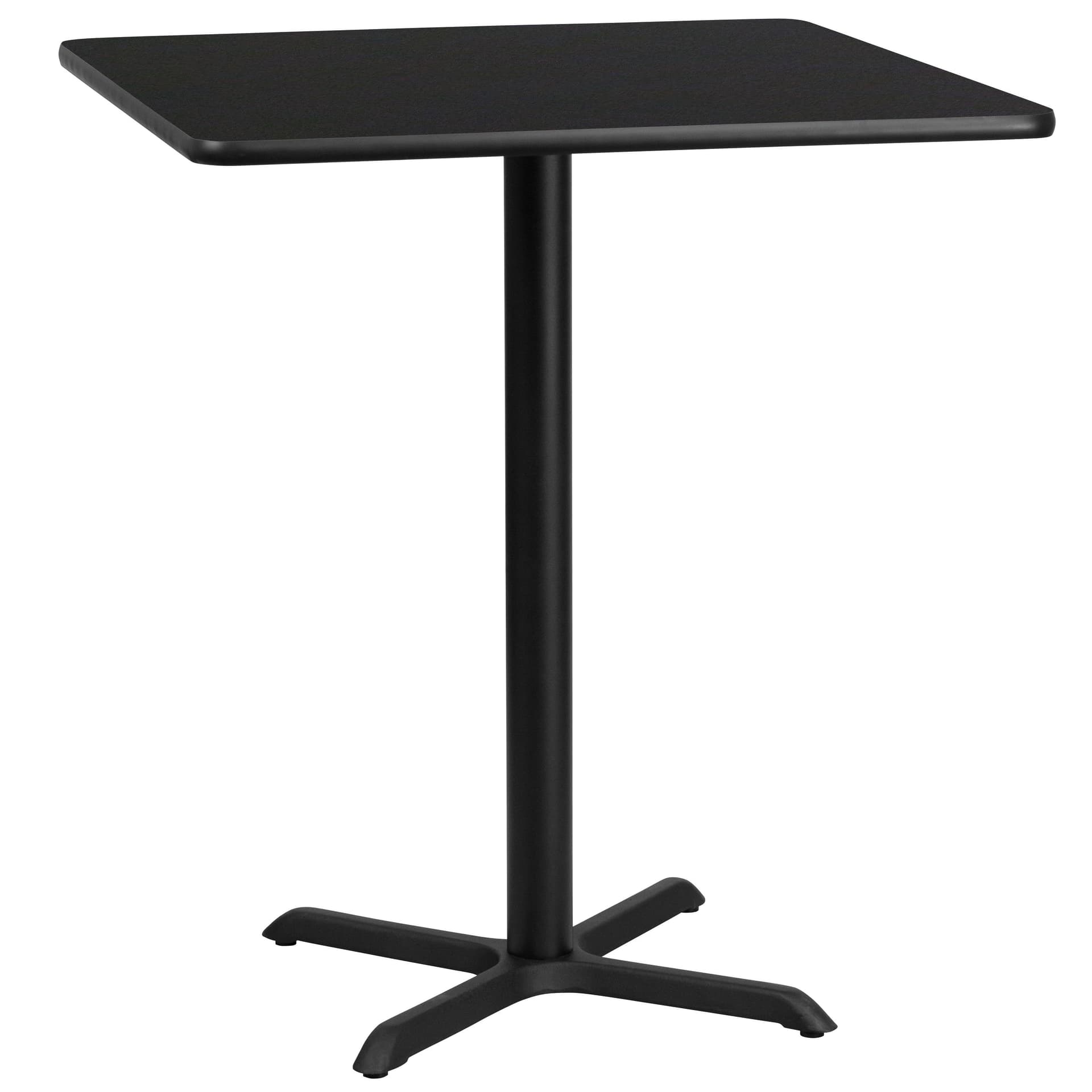 36" Square Black Laminate Table Top with 30" x 30" Bar Height Table Base