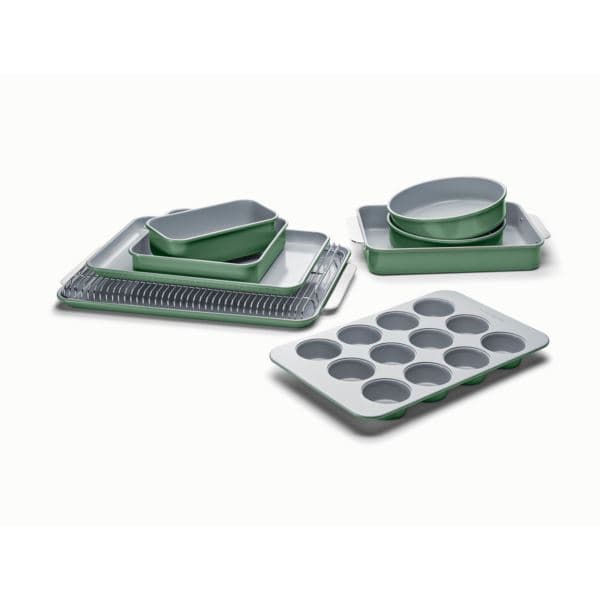 11pc Non-Toxic Nonstick Ceramic Mega Bakeware Set Sage