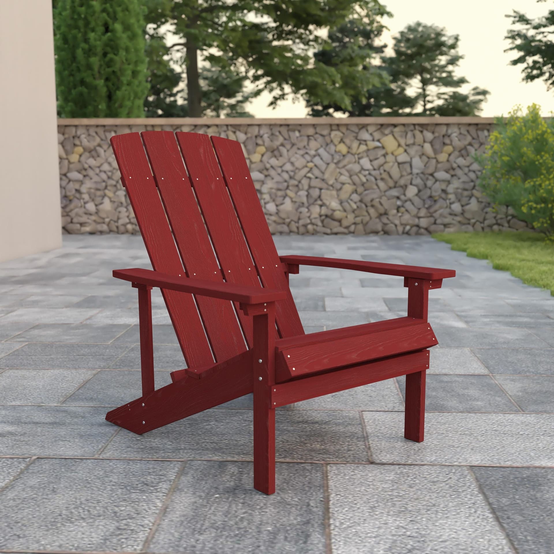 Outdoor Red All-Weather Poly Resin Wood Adirondack Chair