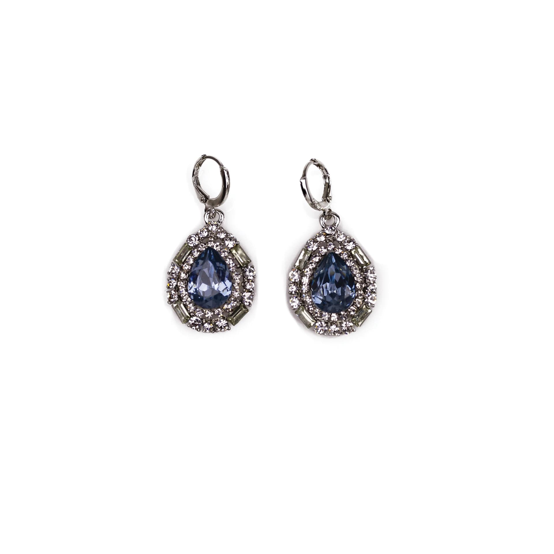Art Deco Drop Earrings in Deep Blue