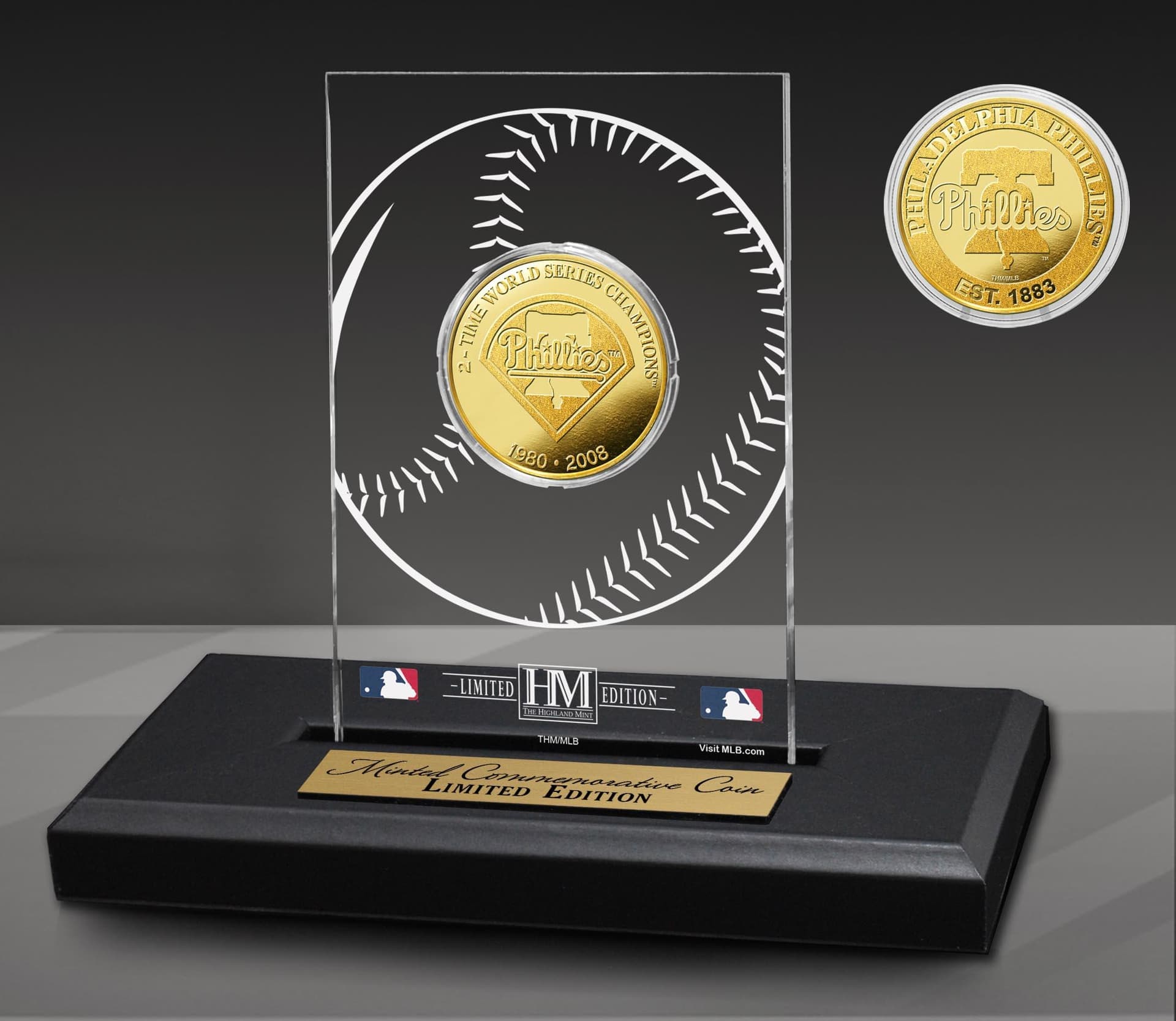 Philadelphia Phillies 2X Champions Acrylic Gold Coin