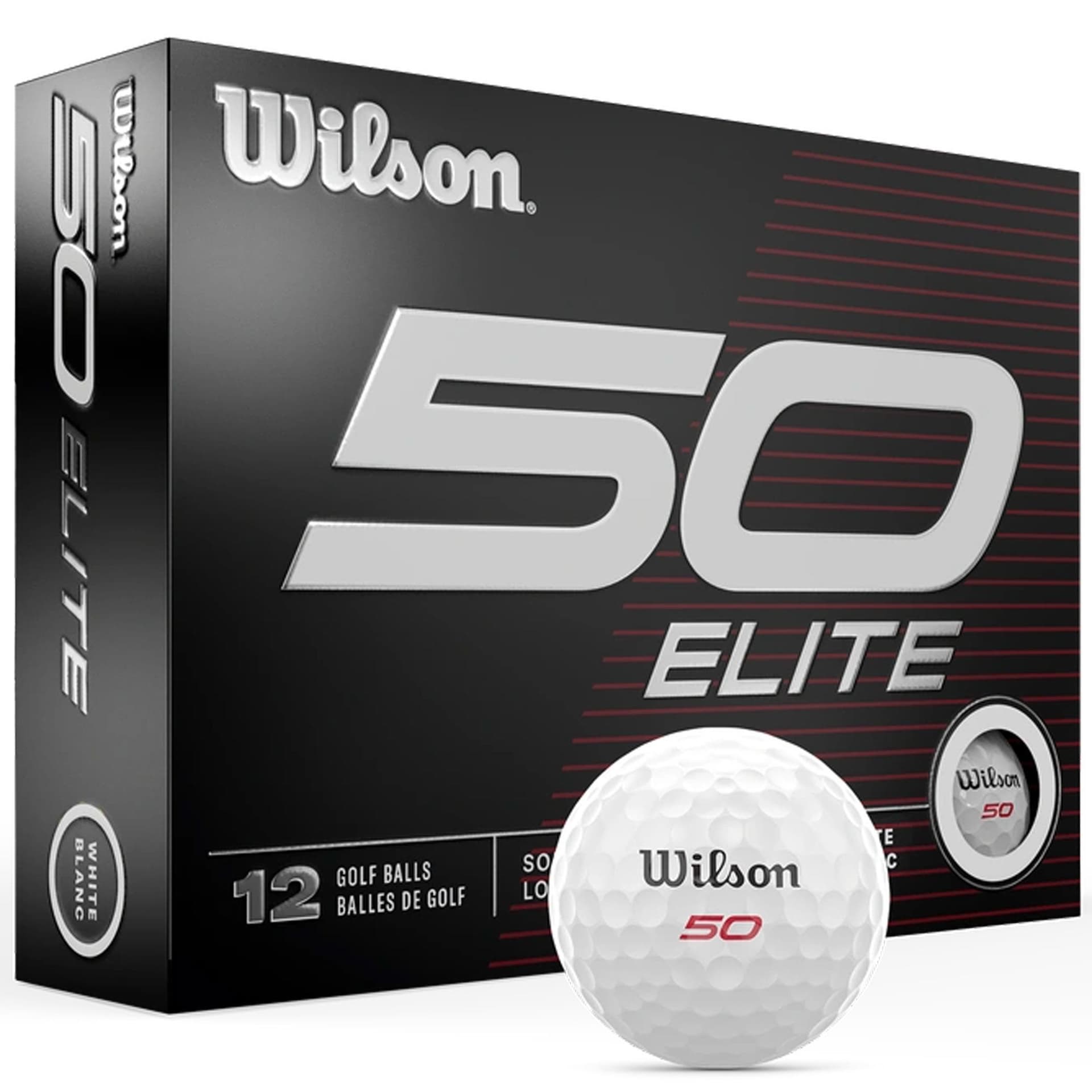 Wilson Fifty Elite White Golf Balls - 1 Dozen