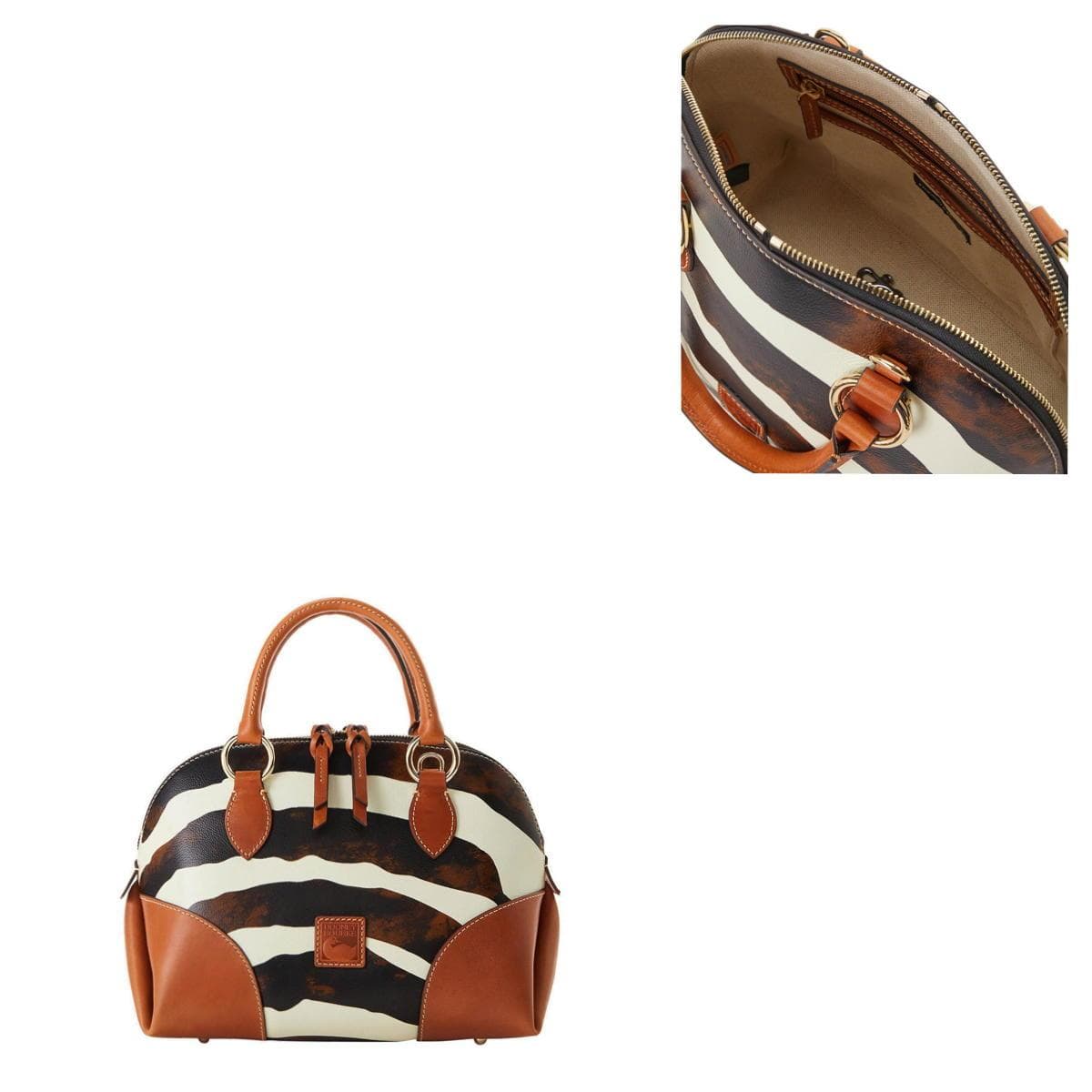 Zebra Leather Domed Satchel