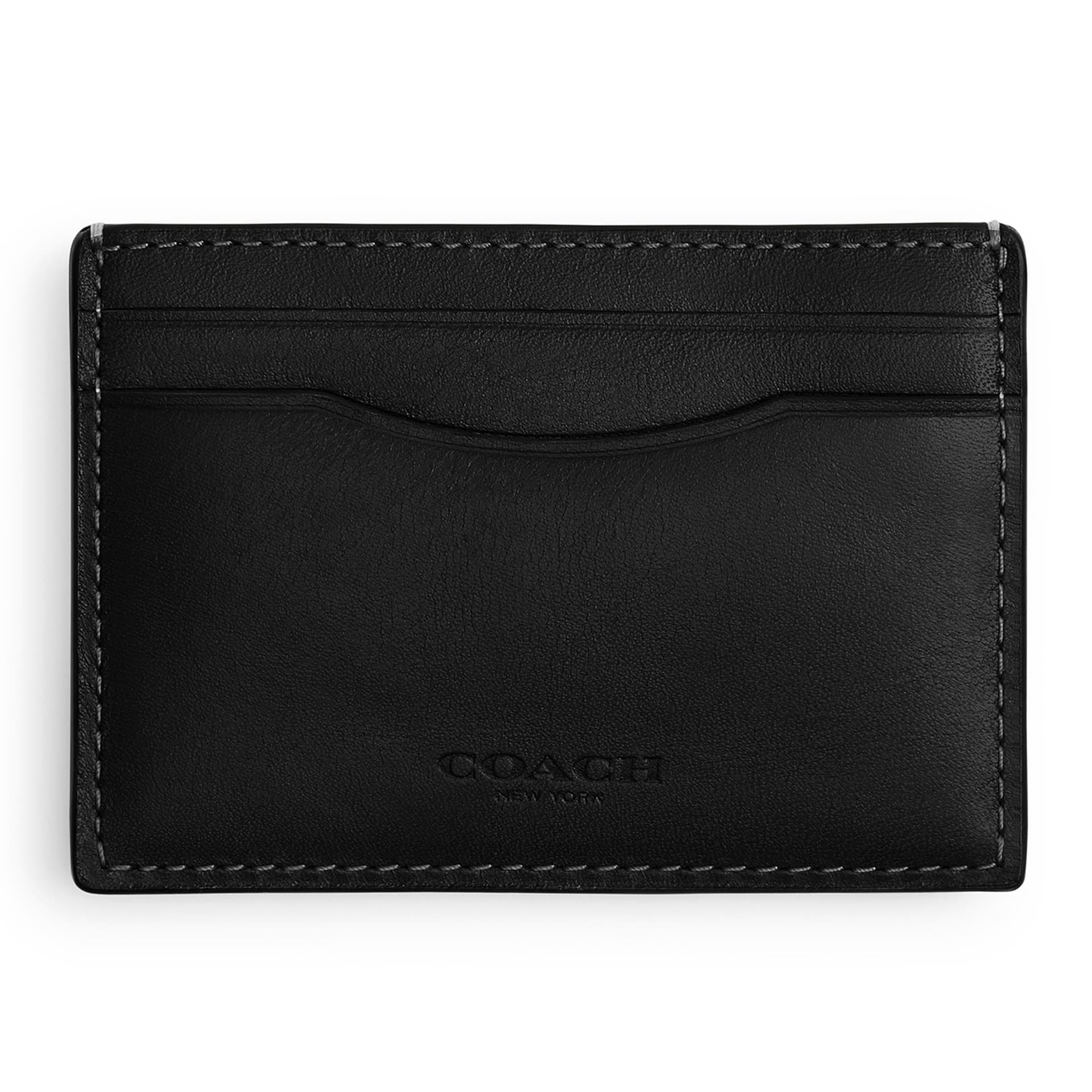 Mens Full Grain Leather Money Clip Card Case - Black