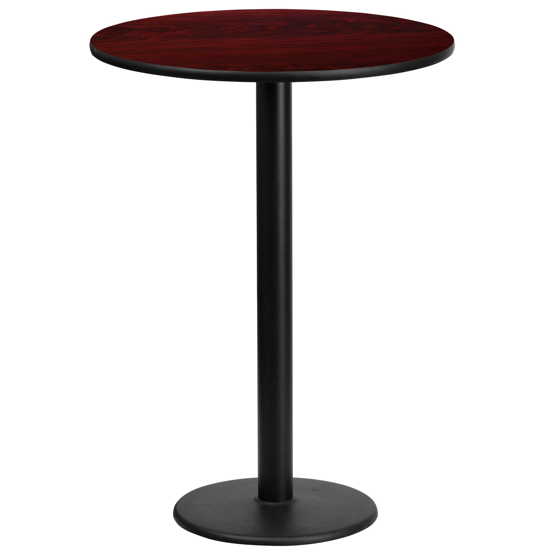 24" Round Mahogany Laminate Table Top with 18" Round Bar Height Table Base