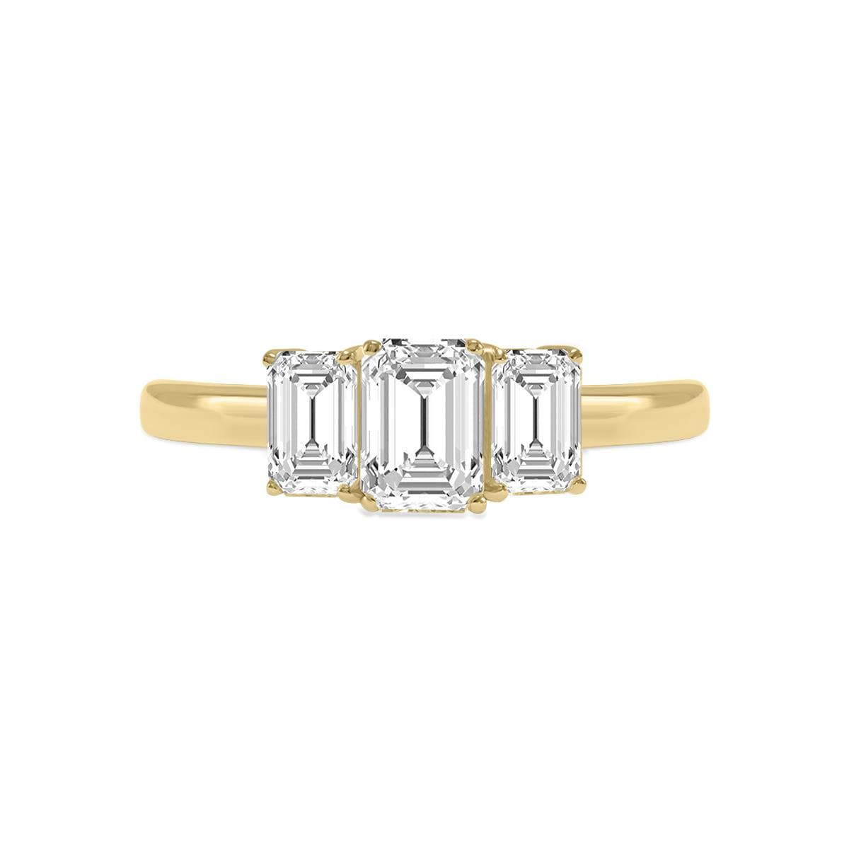 1CTW 3 Stone Emerald Lab Diamond Ring Size 6.5