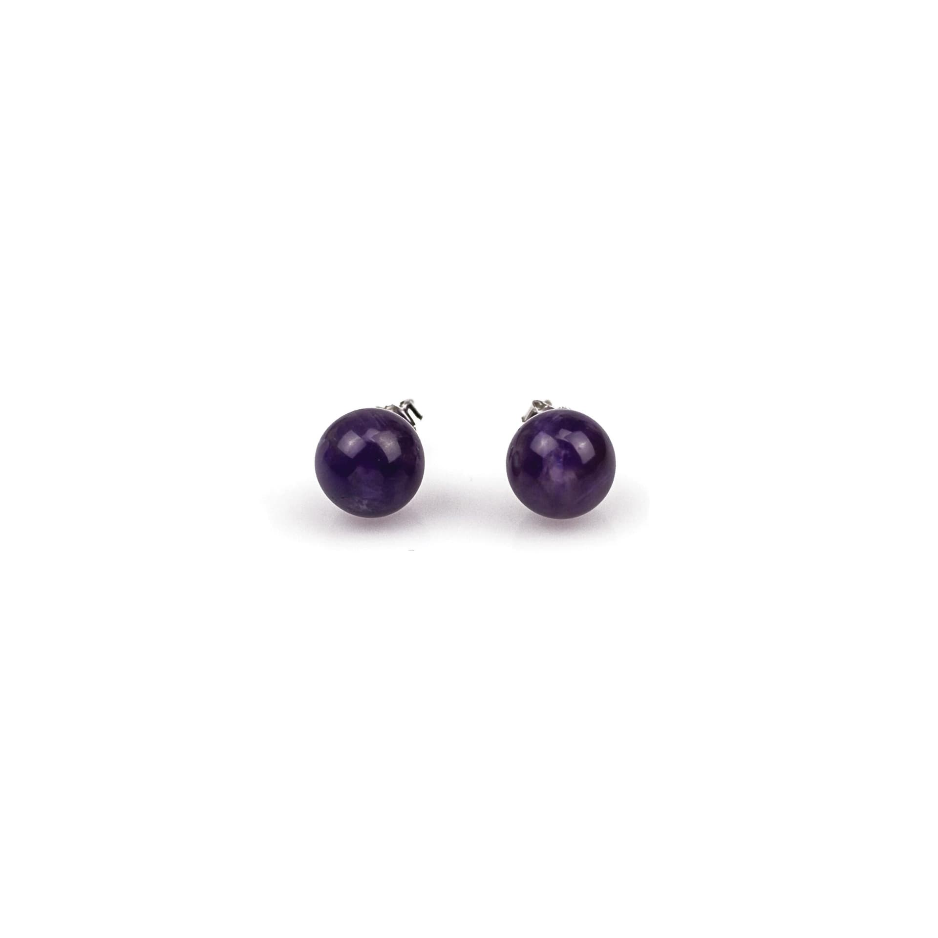 Amethyst Bead Stud Earrings