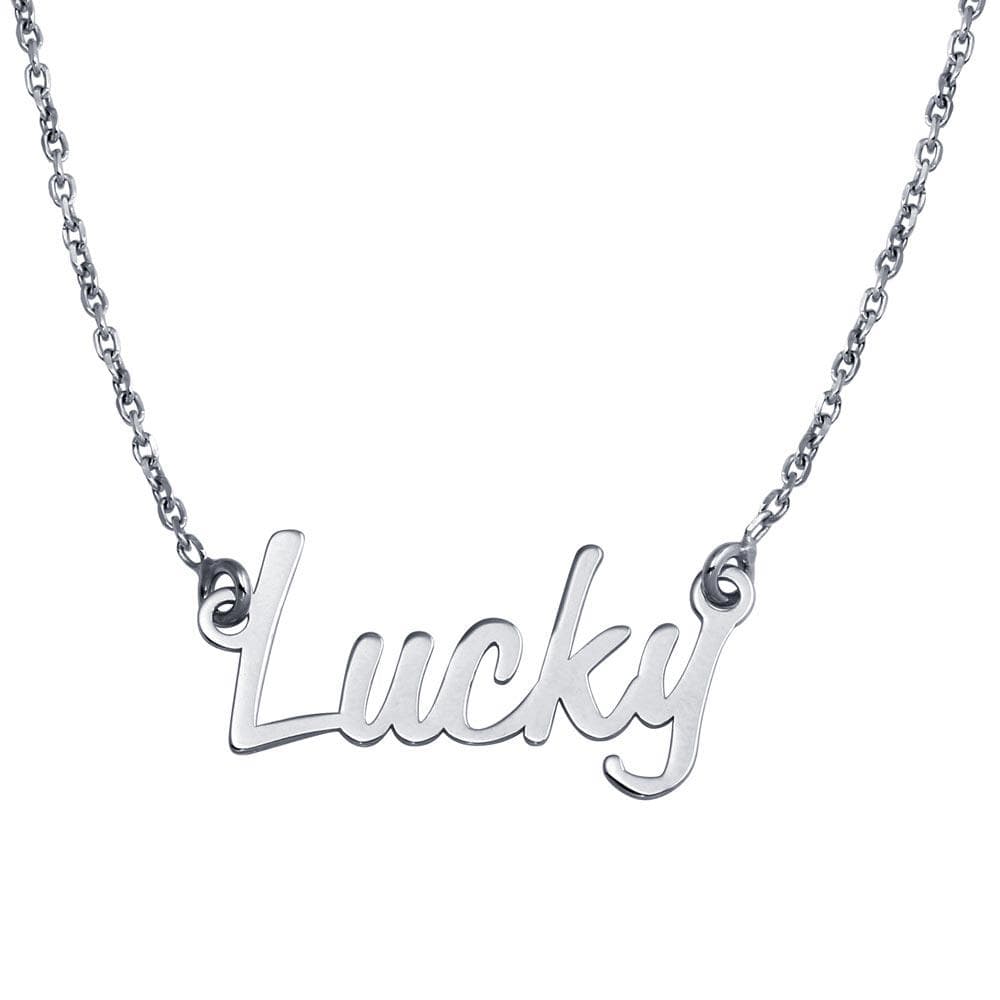 PARIKHS Rhodium Plated Lucky Pendant Necklace in 925 Sterling Silver