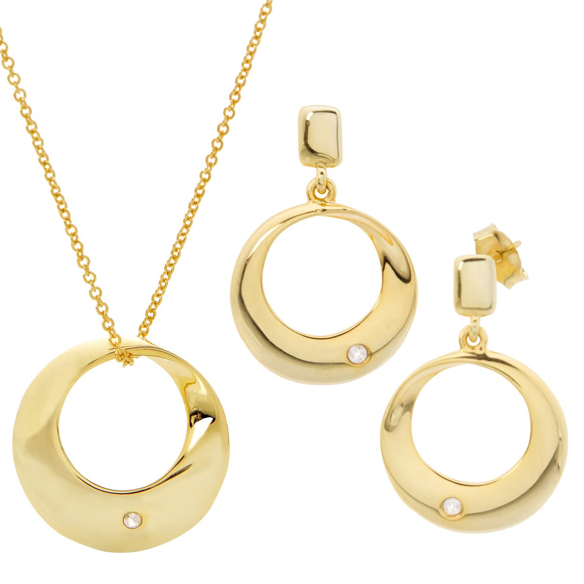 Diamond Earring & Necklace Set Gold
