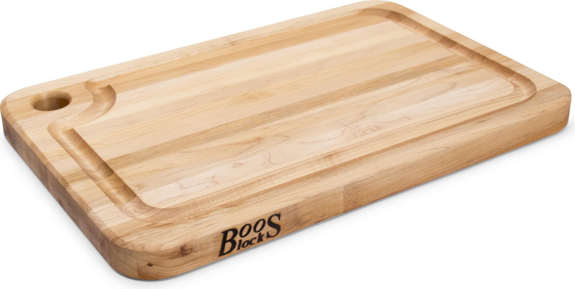 Maple Reversible Cutting Board with Groove and Finger Hole, 18'' x 12'' x 1.25''