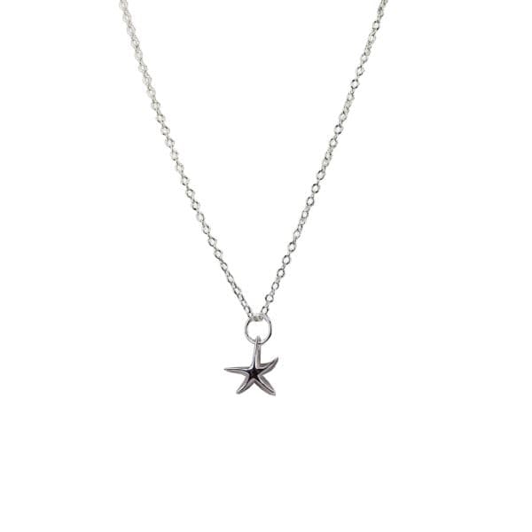 Silver 3 Dimensional Petite Star Fish Pendant Necklace