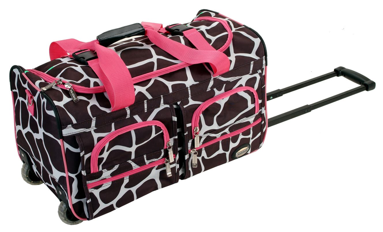 22" Rolling Multi-Pocket Duffle - Pink Giraffe