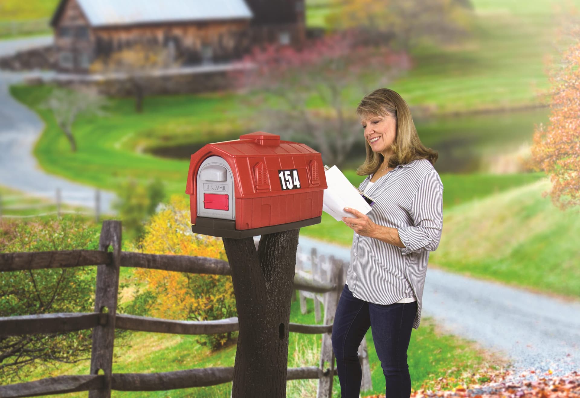 Rustic Barn Mailbox Burnt Red/Espresso
