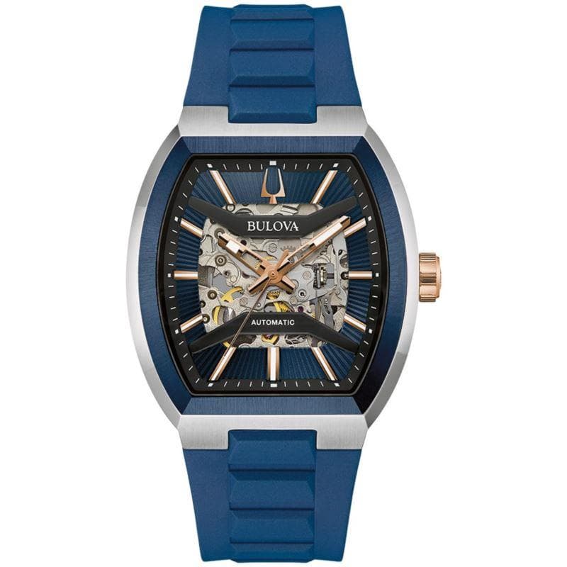 Mens Maquina Automatic Blue HNBR Rubber Strap Watch Blue Dial