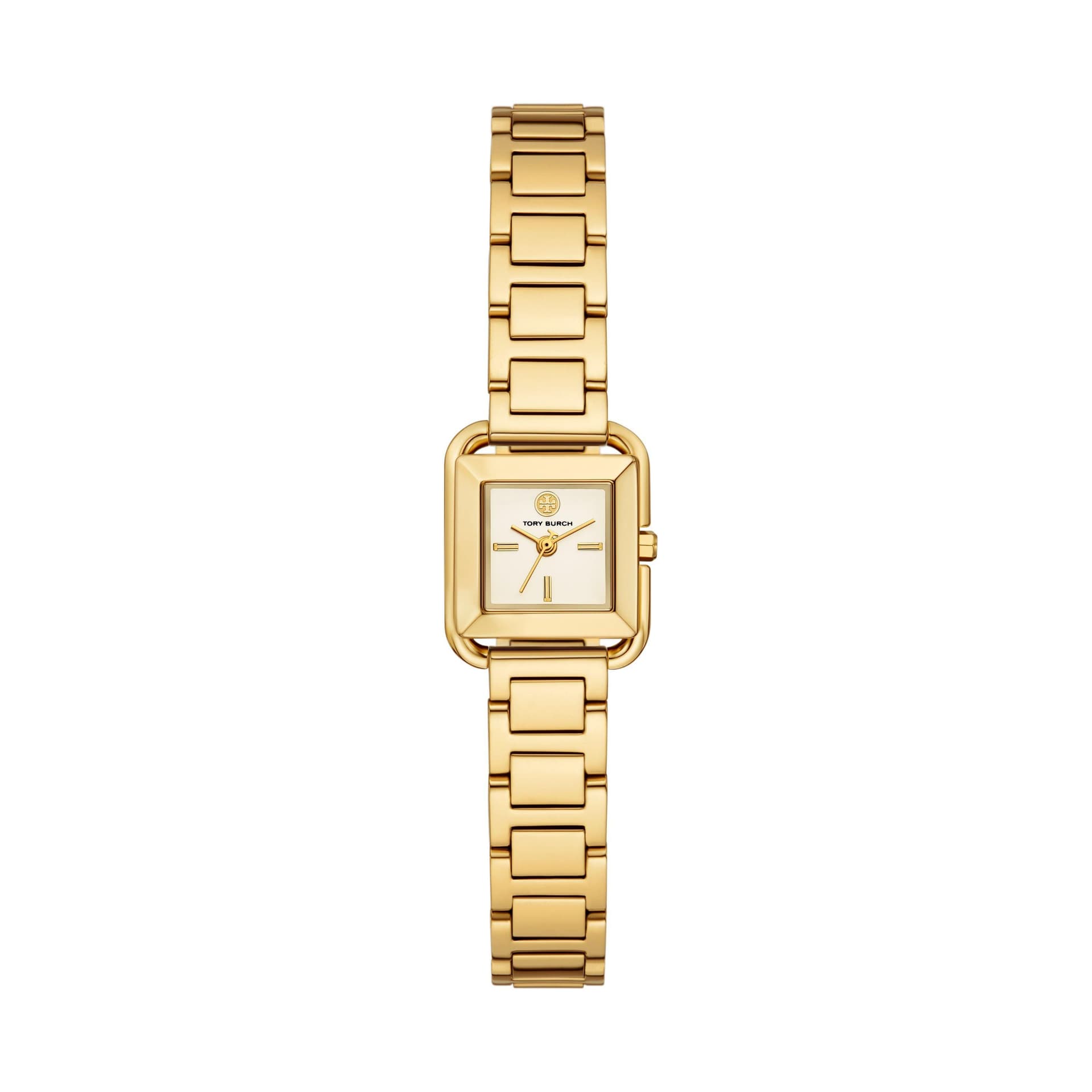 Ladies Mini Kira Gold-Tone Stainless Steel Square Watch Ivory Dial