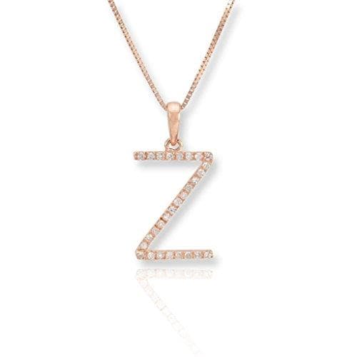 PARIKHS Diamond Initial Pendant Alphabet 'Z' in 10K Rose Gold 0.10 ct , IJK color - I3 clarity