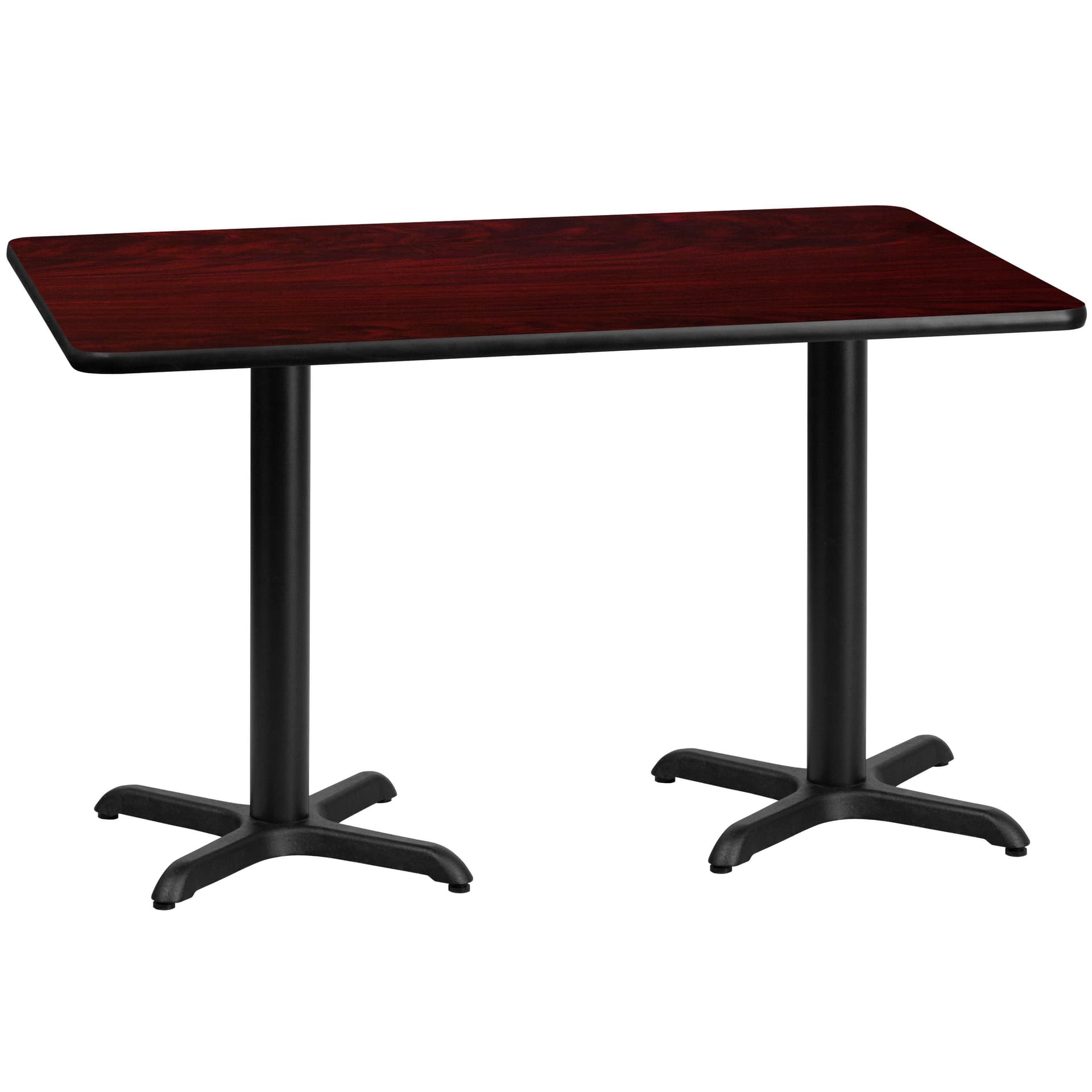 30" x 60" Mahogany Laminate Table Top with 22" x 22" Table Height Bases