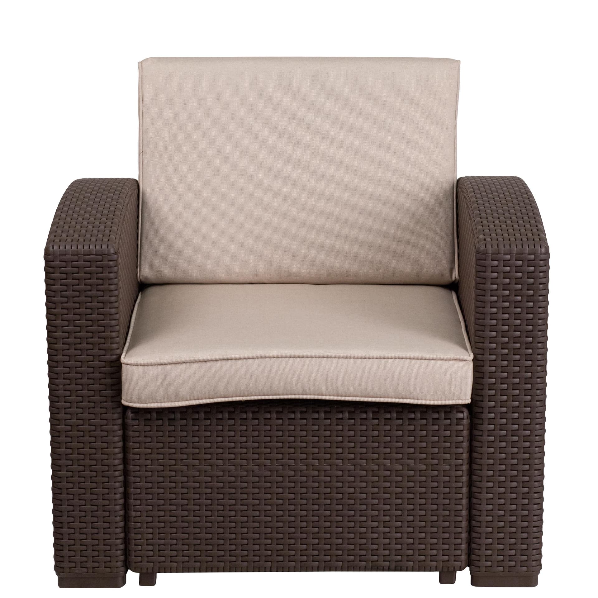 Faux Rattan Patio Chair: Chocolate Brown