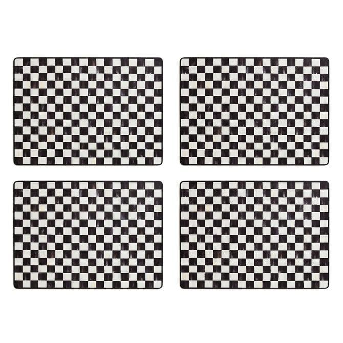 mocha check cork back placemats, set of 4