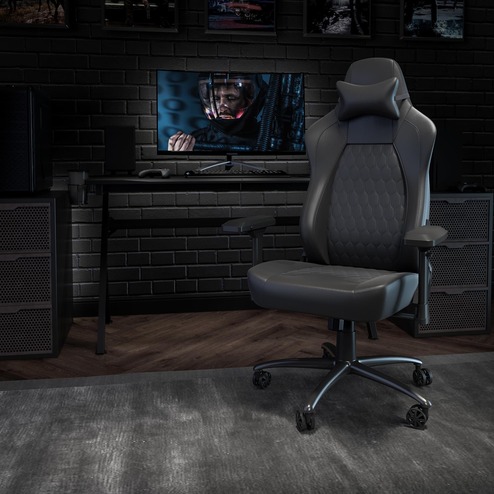 Ergonomic Gaming Chair with 4D Armrests, Headrest, & Lumbar Support-Black/Red