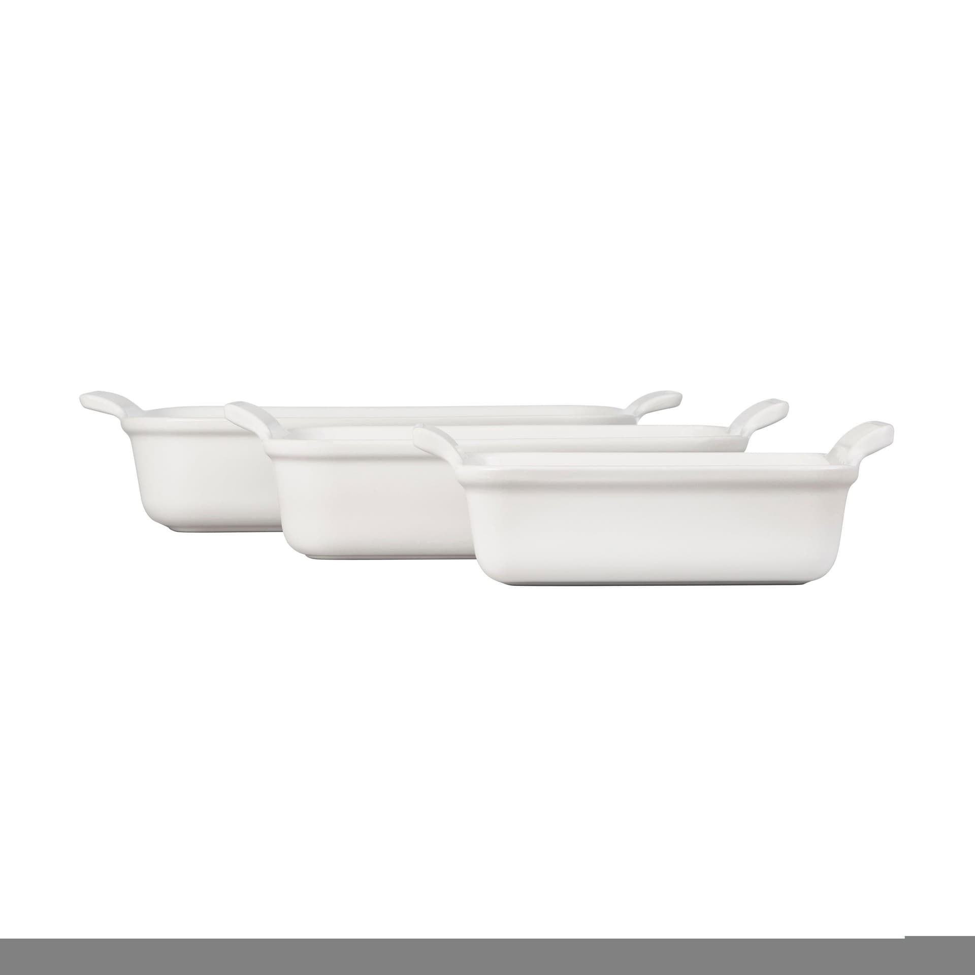 3pc Heritage Stoneware Rectangular Baking Dish Set White