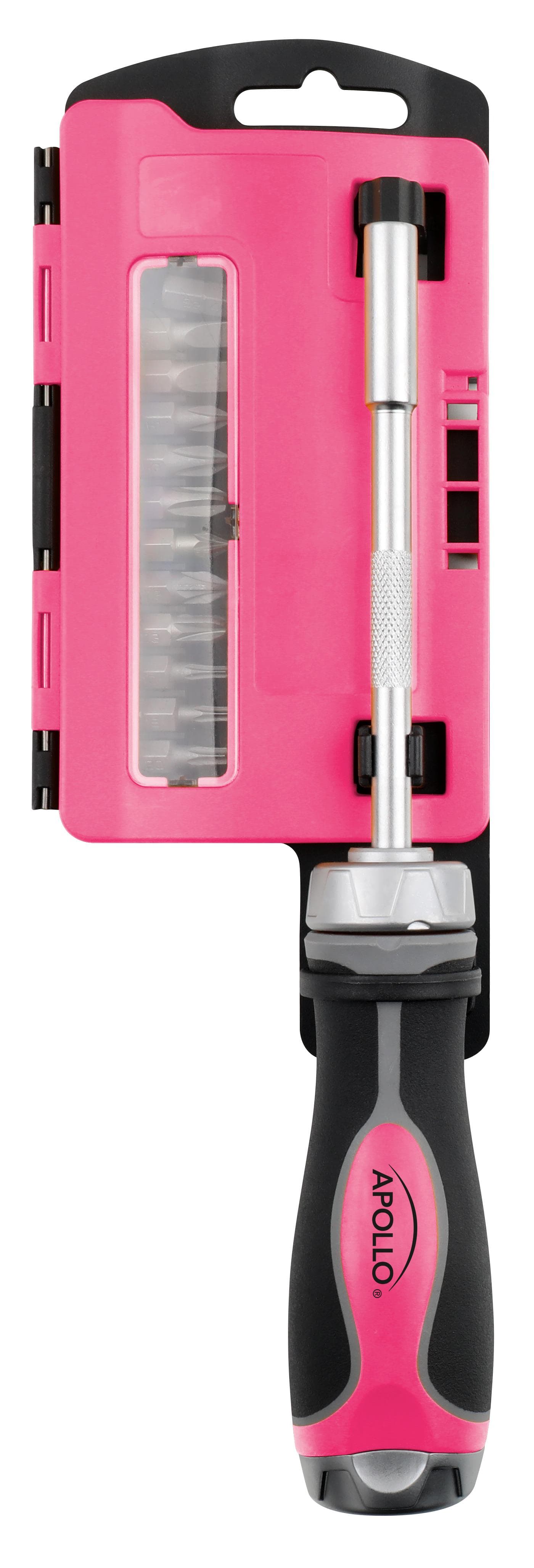 13-in-1 Ratcheting Screwdriver with Bit Set Pink