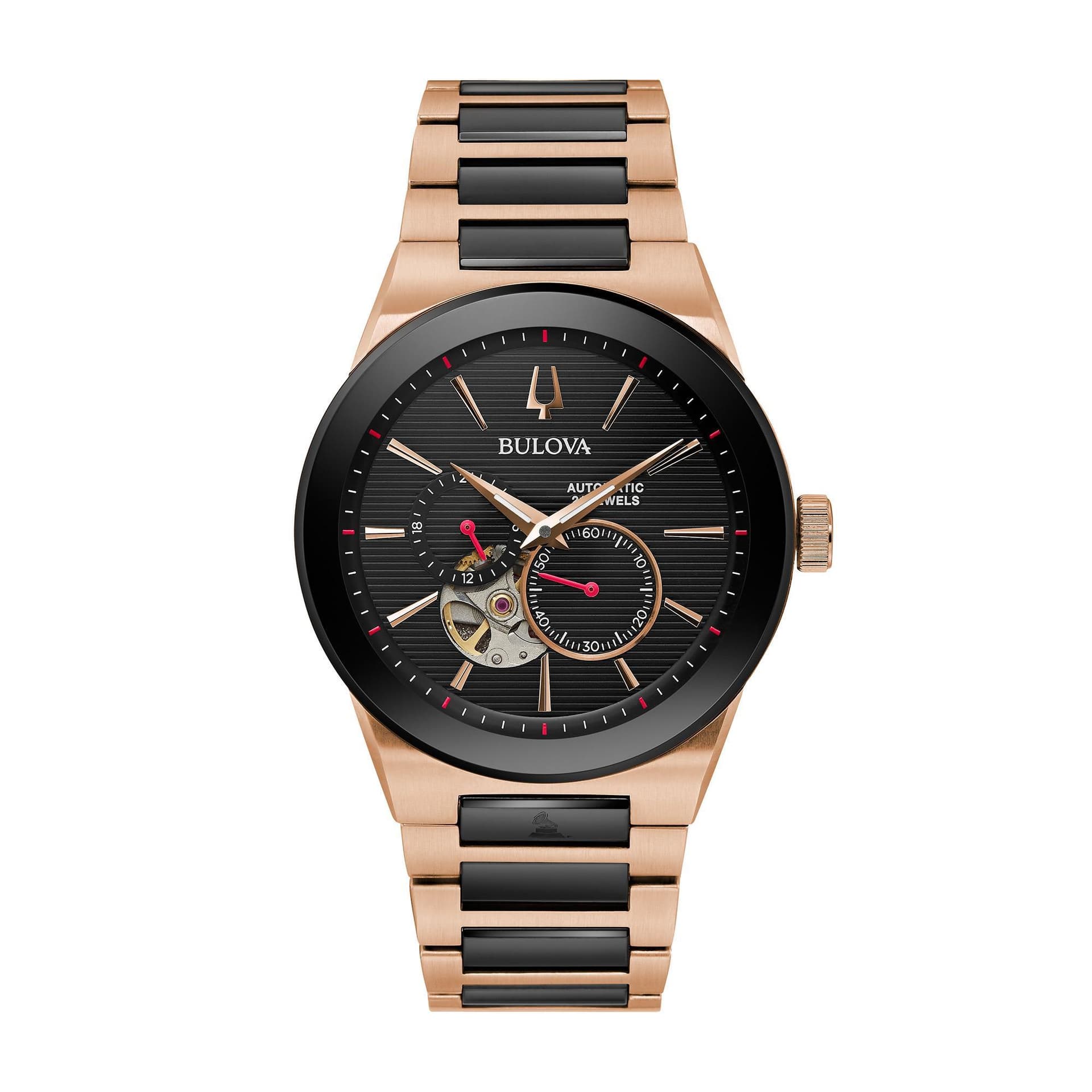 Men's Latin GRAMMY Automatic Black & Rose Gold SS Watch Black Dial