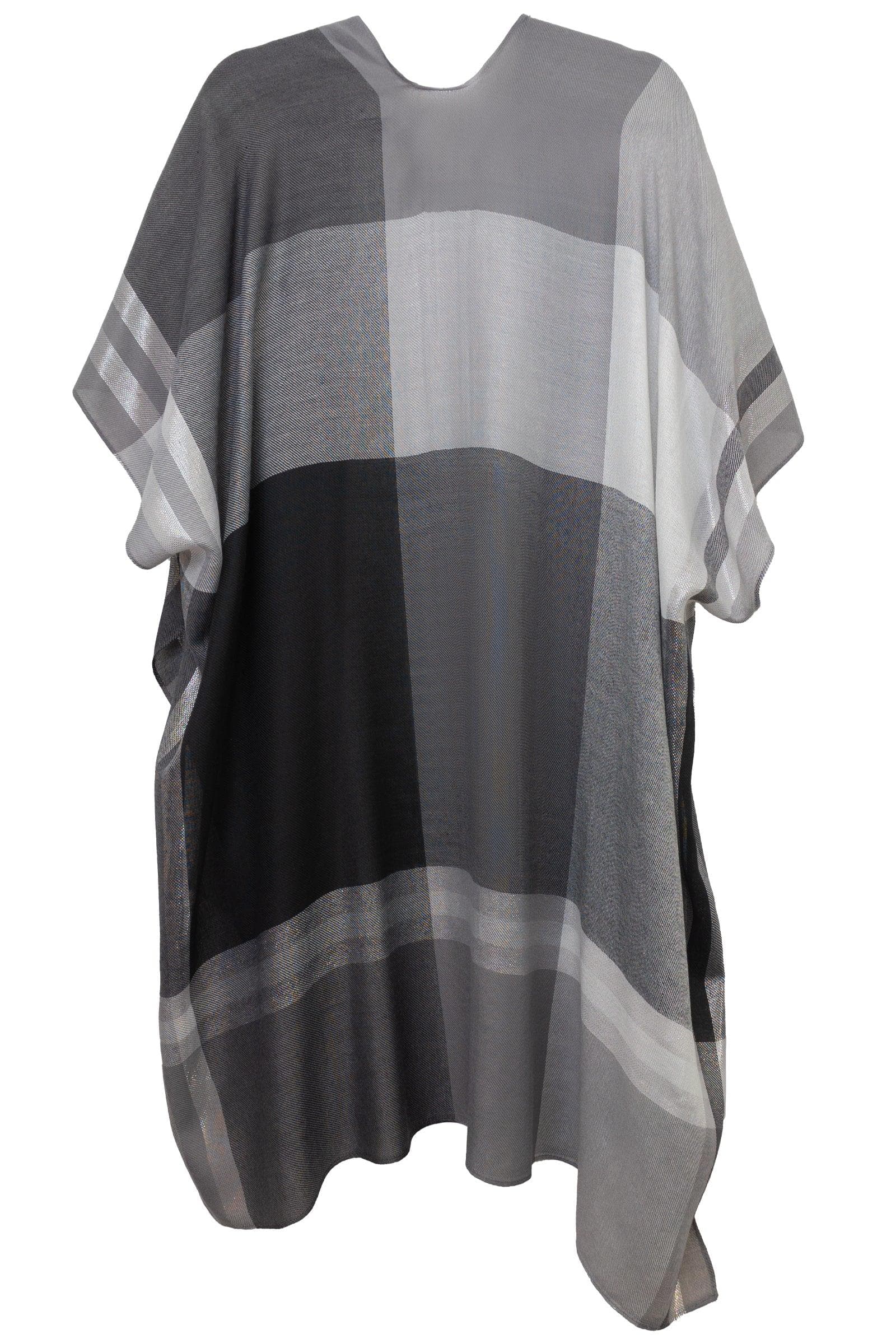 Plaid Metallic Kimono with Frayed Edges